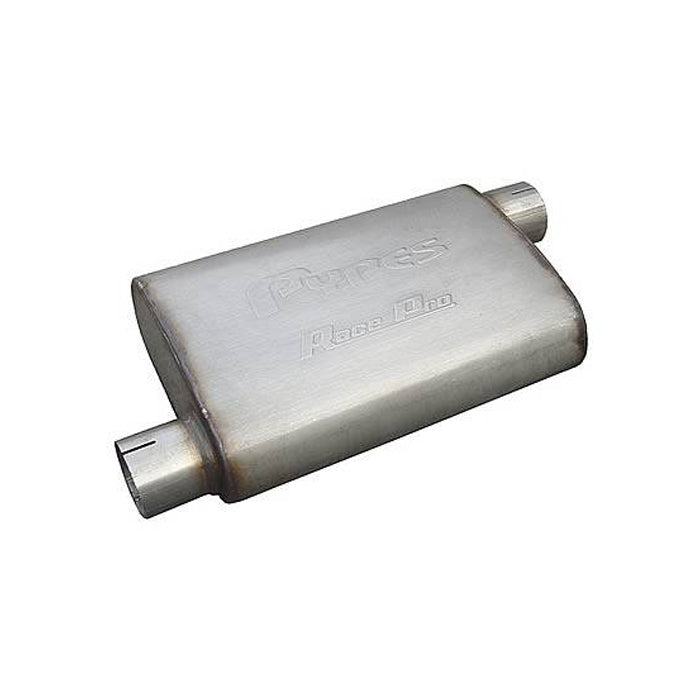 Pypes Performance Exhaust MVR16 Race Muffler with 3 Inch Offset Inlet and Outlet, Stainless Steel, 14 Inch Length