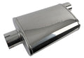 Pypes Performance Exhaust MVR19S Race Pro Muffler with 3 Inch Offset Inlet and Center Outlet, 9.5 Inch x 4.5 Inch Oval Body, 14 Inch Length, Reversible, Stainless Steel, Polished Finish