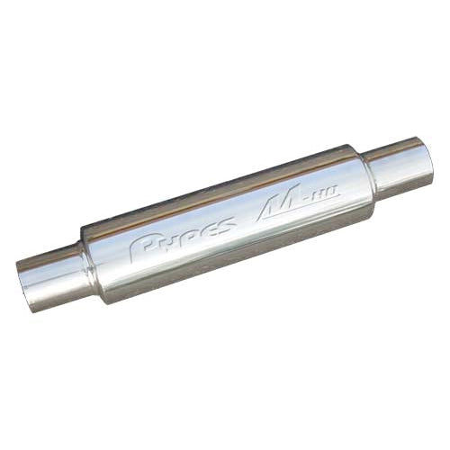 Pypes Performance Exhaust MVR200S Race Muffler, 2.5 Inch Diameter, Stainless Steel, Reversible, Polished Finish