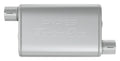 Pypes Performance Exhaust MVT10 Turbo Pro Muffler 2.5 Inch Offset Inlet and Outlet, 9.5 x 4.5 Inch Oval Body, 14 Inch Length, Stainless Steel, Natural Finish