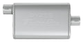 Pypes Performance Exhaust MVT13 Turbo Pro Muffler with 2.5 Inch Offset Inlet and Center Outlet, 9.5 x 4.5 Inch Oval, Stainless Steel, Polished Finish