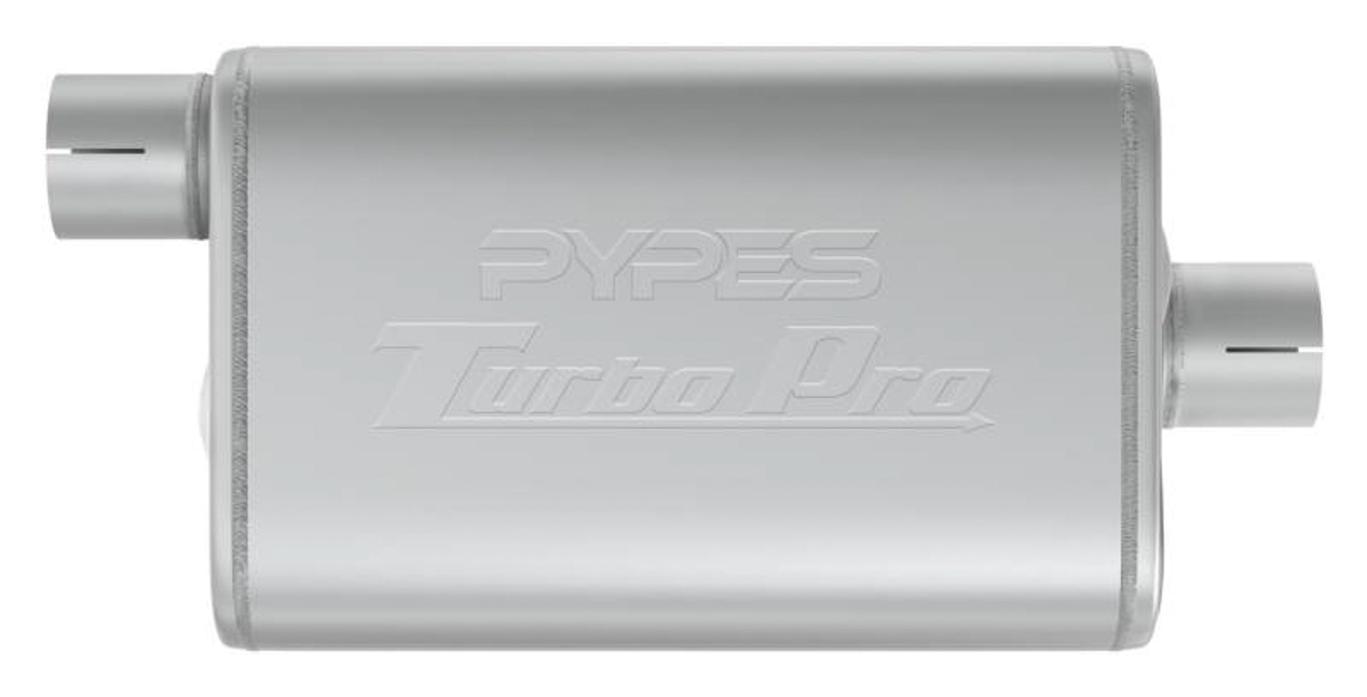 Pypes Performance Exhaust MVT13 Turbo Pro Muffler with 2.5 Inch Offset Inlet and Center Outlet, 9.5 x 4.5 Inch Oval, Stainless Steel, Polished Finish