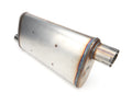 Pypes Performance Exhaust MVT30 Turbo Pro Muffler, 18 Inch, 2.5 Inch Offset Inlet and Outlet, Stainless Steel, Oval Body