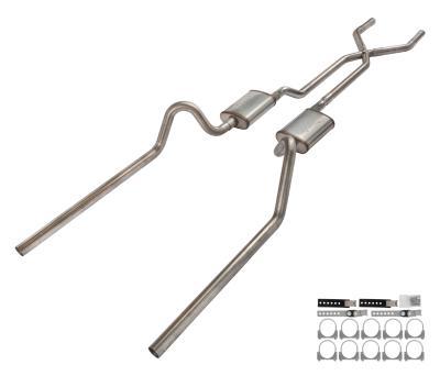 Pypes Performance Exhaust SFF11S Crossmember-Back Exhaust System for Ford Fairlane 1966-1971, 2.5-Inch Stainless Steel X-Pipe