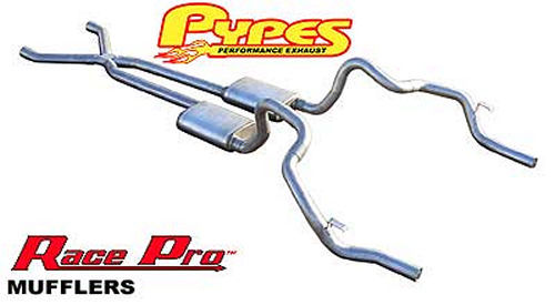 Pypes Performance Exhaust SGF11R Race Pro X-Pipe Exhaust System for 1970-1974 GM F-Body with 2.5 Inch Diameter and Stainless Steel Tips