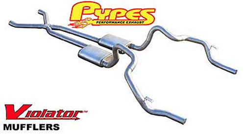 Pypes Performance Exhaust SGF11V Crossmember Back Exhaust Kit for GM F-Body 1970-74 with 2.5 Inch Diameter and Stainless Steel Tips