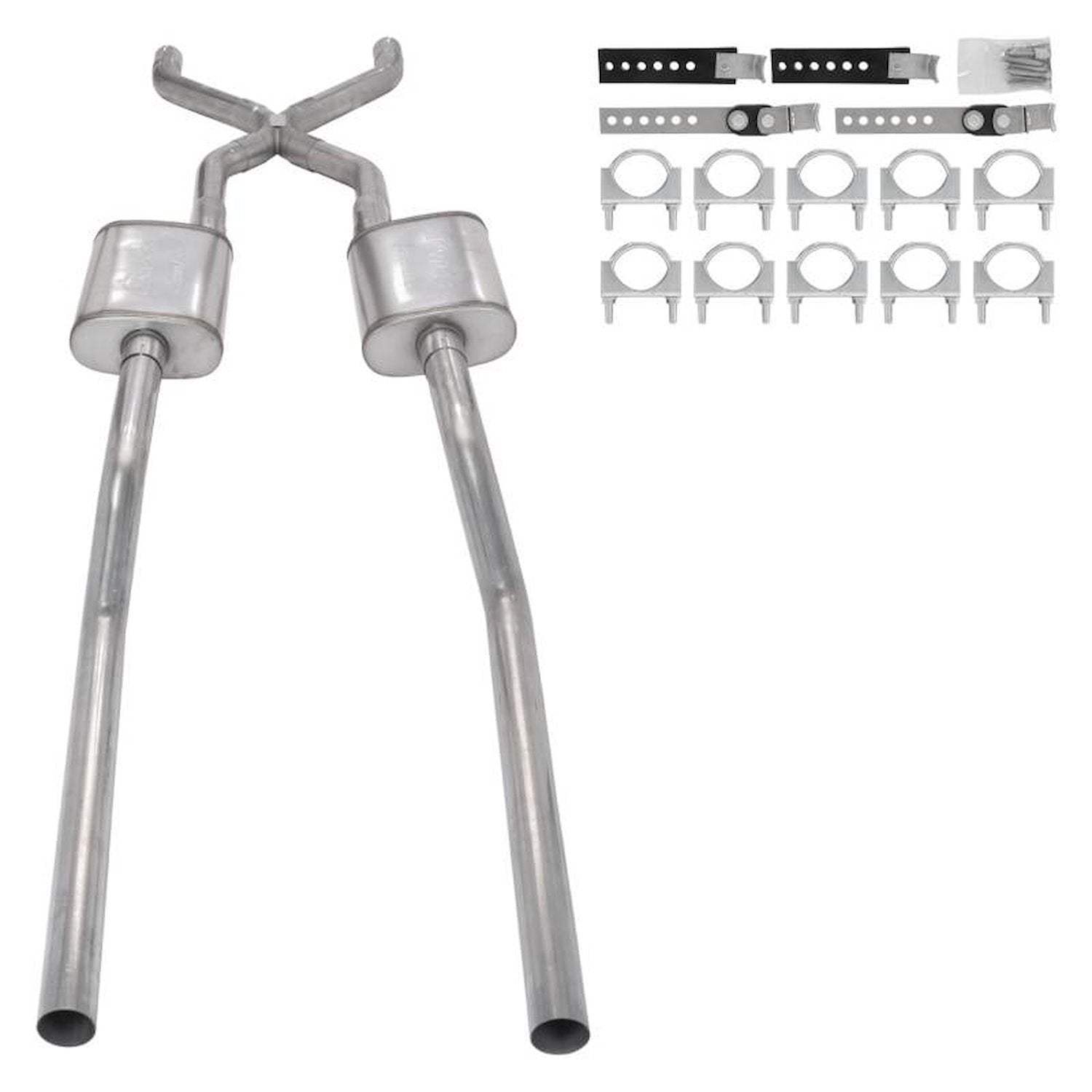 Pypes Performance Exhaust SGT77 Crossmember-Back Dual Exhaust System for GM 1955-1959 Fullsize Trucks with 2.5 Inch Diameter Pipes