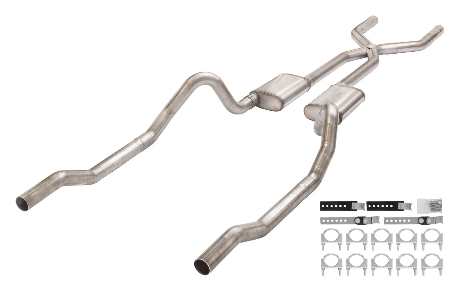 Pypes Performance Exhaust SMB13R Race Pro Series Header-Back Exhaust System for Mopar B-Body 1966-1974 with 3-Inch Diameter X-Pipe and Dual Rear Exit