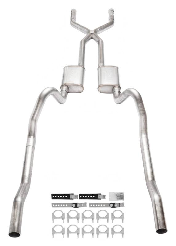 Pypes Performance Exhaust SMB13S Crossmember Back Exhaust for Mopar B-Body 1966-1974, 3 Inch Diameter Stainless Steel