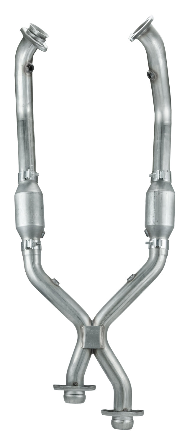Pypes Performance Exhaust XFM33 Exhaust X-Pipe with Catalytic Converters for 1996-98 Ford Mustang, 2.5 Inch Diameter, Stainless Steel