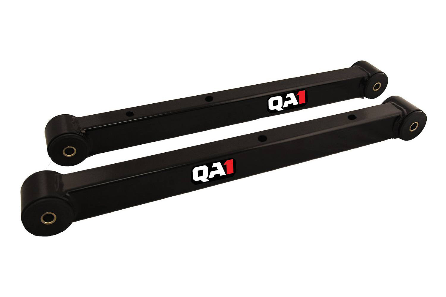 QA1 Lower Trailing Arms for GM B-Body 1978-1996, Rear Lower Tubular Control Arms with Greasable Polyurethane Bushings, Steel Construction, Black Powder Coat Finish