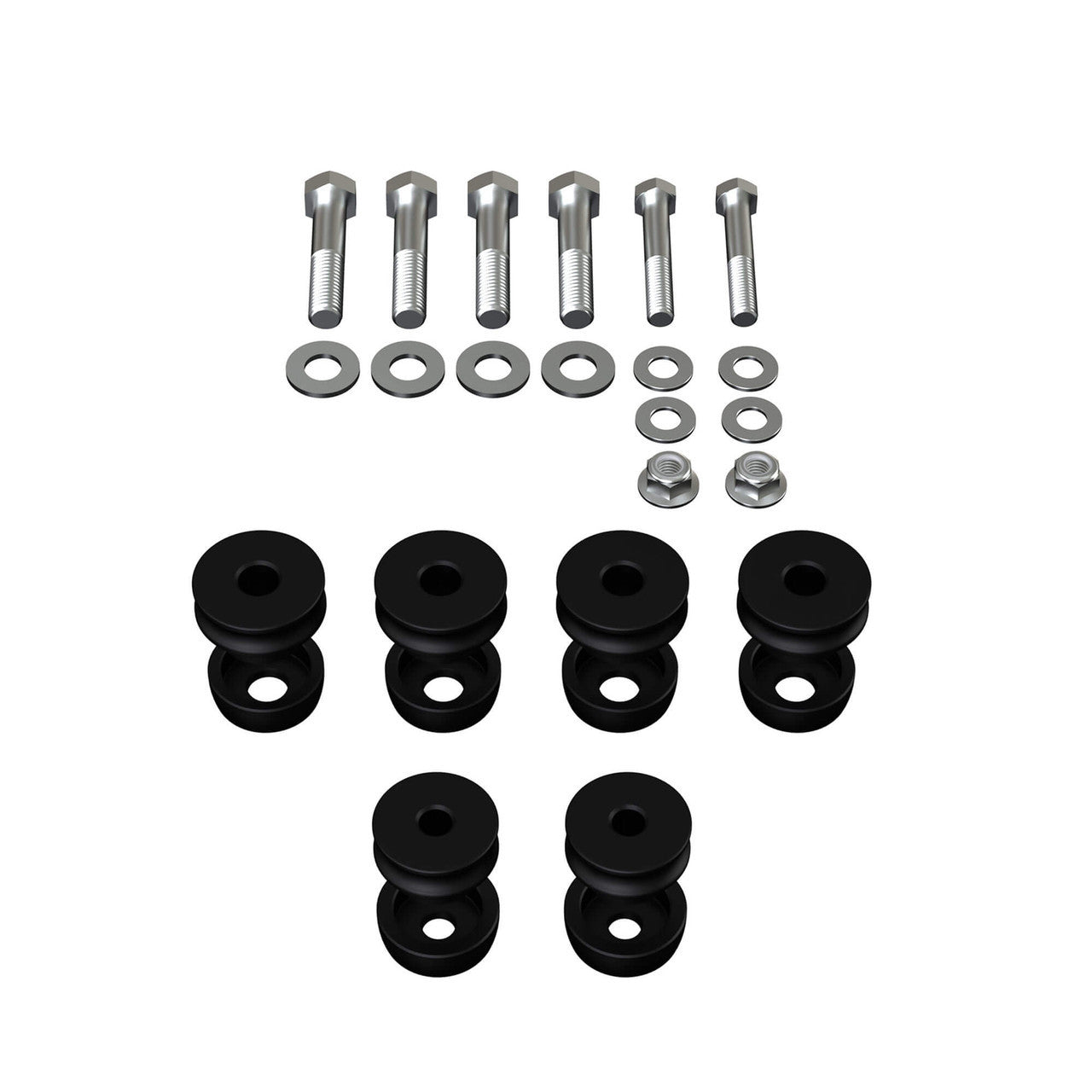 QA1 Body Mount Kit for 1967-1969 GM F-Body Vehicles with Aluminum Black Anodized Finish