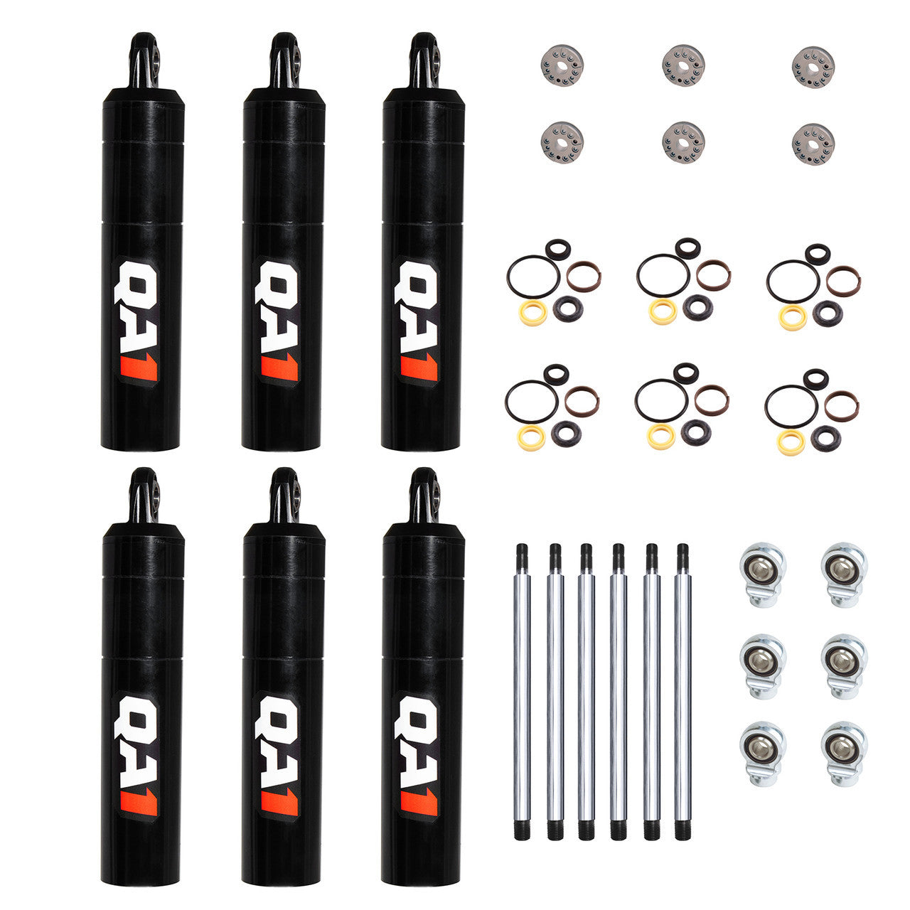 QA1 5Q68-DRY-6PK Shock Builder Kit for Rear Street Stock Vehicles, Twintube, Rebuildable, 8-Inch Travel, 2.062-Inch Outer Diameter, Steel with Black Zinc Oxide Finish