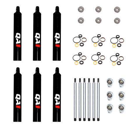 QA1 7Q6-DRY-6PK Shock Small Body Steel Dry Kit, Twintube, 6-Inch Length, Black Zinc Oxide Finish, Set of 6