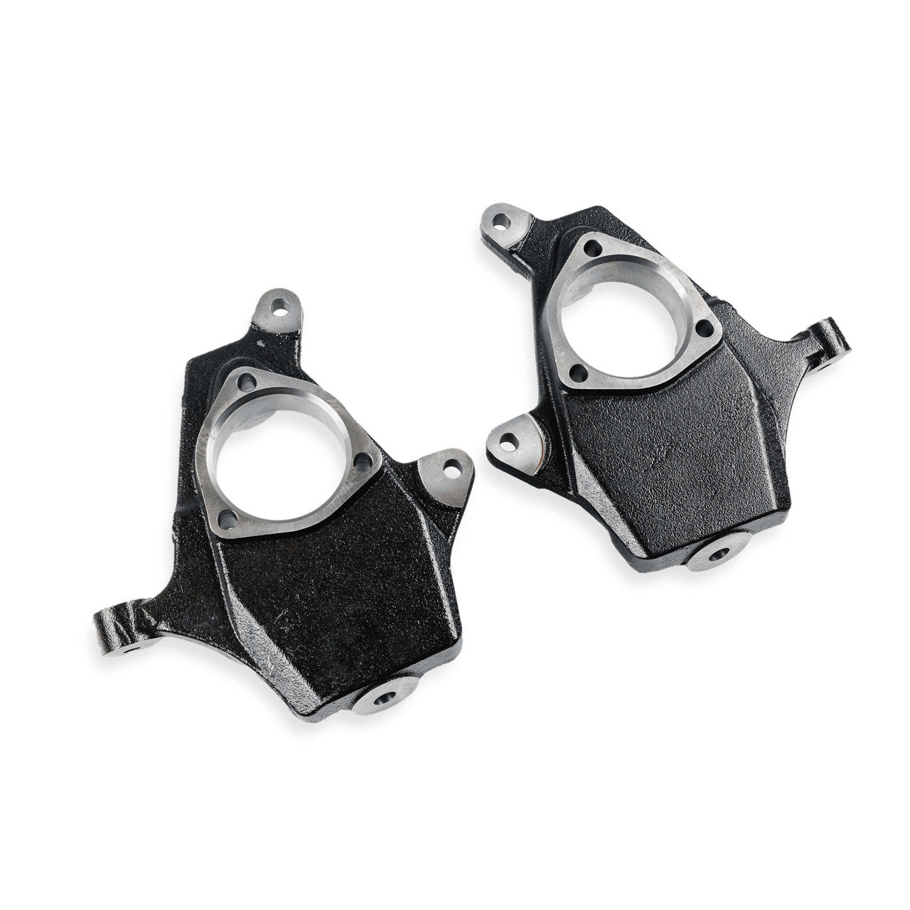 QA1 9056-120 Spindle Pair for 1999-2006 Chevrolet Silverado and GMC Sierra, 2 Inch Drop, Iron Construction, Black Paint Finish
