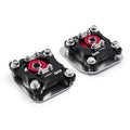 QA1 CC114 Caster and Camber Plates for Ford Mustang 1994-2004, Aluminum with Black and Red Anodized Finish