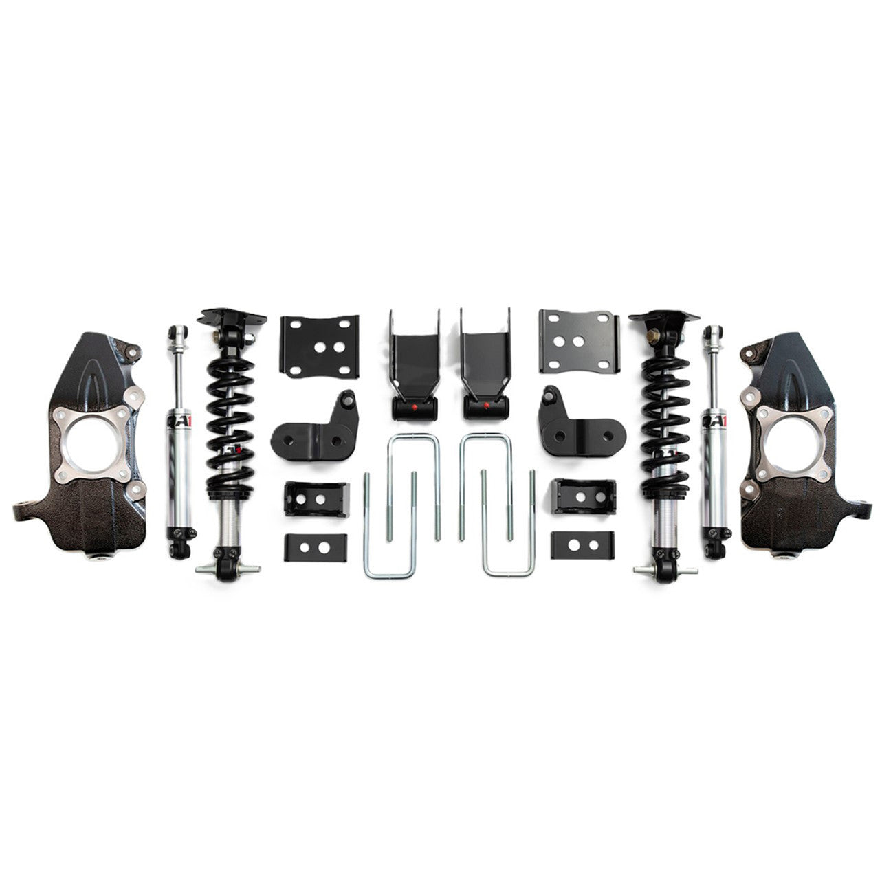QA1 LK12-FF04 Suspension Kit for Ford F-150 4WD 2021-2025, 3-5 Inch Front and 5-7 Inch Rear Drop, Single Adjustable Shocks and Spindles