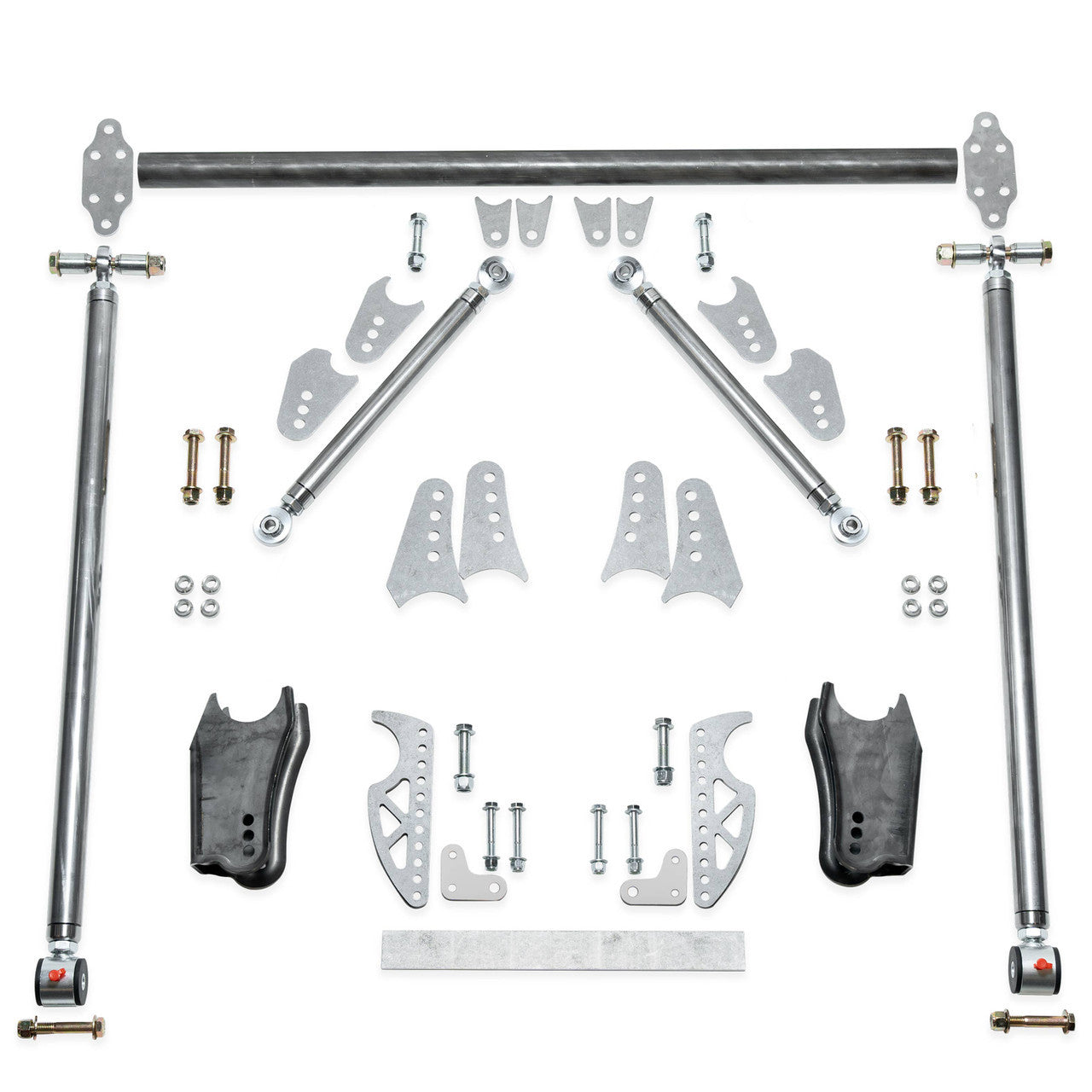 QA1 R073-000 Rear 4-Link Triangulated Suspension Handling Kit with Brackets, Crossmember, Hardware, and Trailing Arms