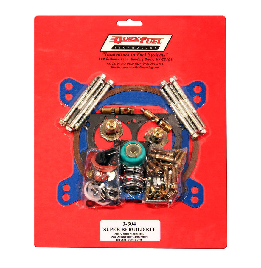Quick Fuel Technology 3-304QFT Super Non-Stick Rebuild Kit for Holley 4150 and Quick Fuel Carburetors with Alcohol Compatibility