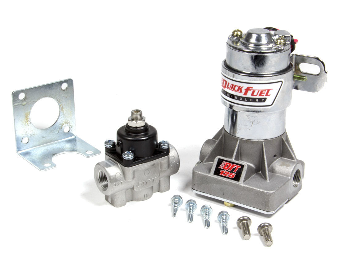 Quick Fuel Technology QFT30-125-1RQFT Electric Fuel Pump with Regulator, 125 GPH at 14 PSI, 3/8 Inch NPT Female Inlet and Outlet, Silver Finish