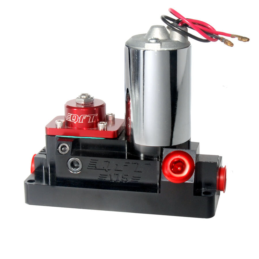 Quick Fuel Technology QFT30-175 Billet Electric Fuel Pump, 175 GPH, In-Line, Black and Red Anodized Finish