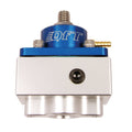 Quick Fuel Technology QFT30-1899 Billet Fuel Pressure Regulator with 4.5 to 9 PSI, Aluminum, Blue/Clear Anodized Finish, In-Line Design with 8 AN Female O-Ring Fittings and 1/8 Inch NPT Port