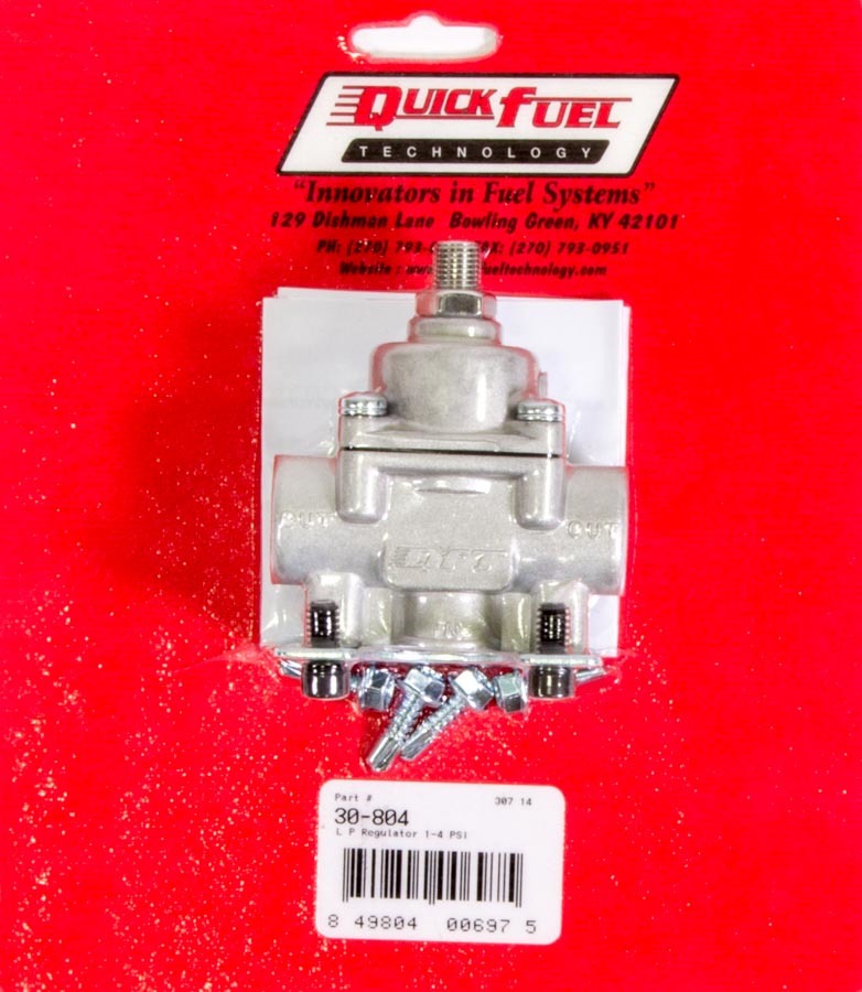 Quick Fuel Technology QFT30-804 Fuel Pressure Regulator, 1-4 psi, In-Line, 3/8 Inch NPT, Aluminum Natural Finish