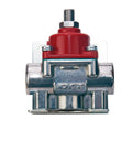 Quick Fuel Technology QFT30-900 Fuel Pressure Regulator with Return, 4.5 to 9 PSI, In-Line, 3/8 Inch NPT Female Ports, Aluminum, Red/Natural Finish, Compatible with E85, Gasoline, and Methanol