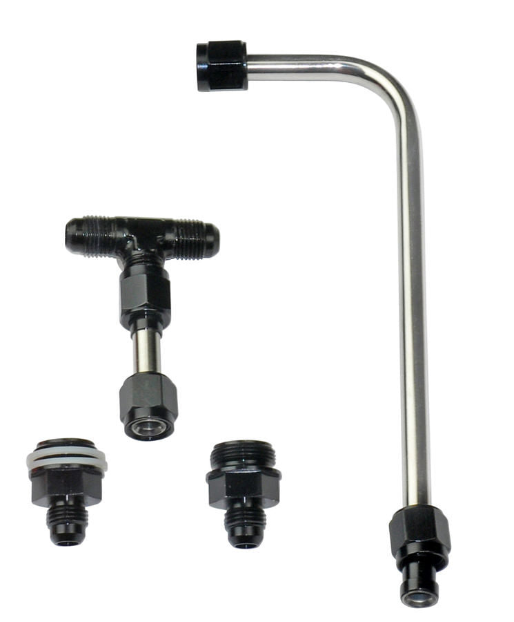 Quick Fuel Technology QFT34-600BK Carburetor Fuel Line with 6AN Male Inlet and Dual 6AN Female Outlets, Aluminum and Stainless Steel, Black and Natural Finish