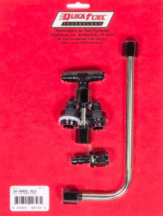 Quick Fuel Technology QFT34-600SL-BLK Dual Feed Fuel Line Kit for Slayer Carbs, 6 AN Male Inlet, Dual 6 AN Female Outlets, Aluminum and Stainless Steel, Black and Natural Finish