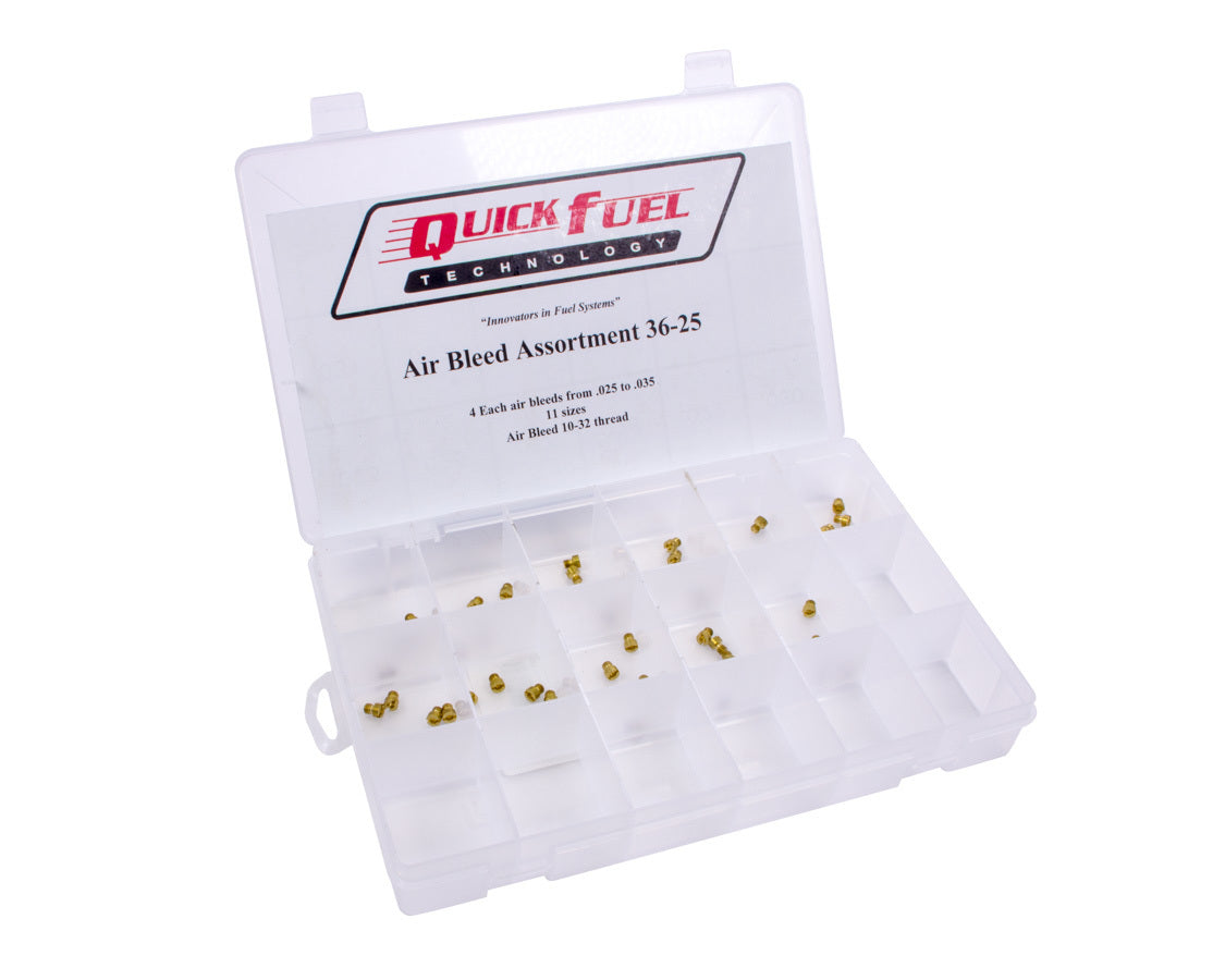 Quick Fuel Technology Carburetor Air Bleed Assortment Kit .025 - .035, Brass, 10-32 Thread, Model QFT36-25