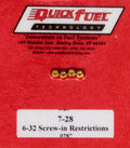 Quick Fuel Technology Carburetor Emulsion Jet 6-32 Thread Brass Set of 4 QFT7-28QFT