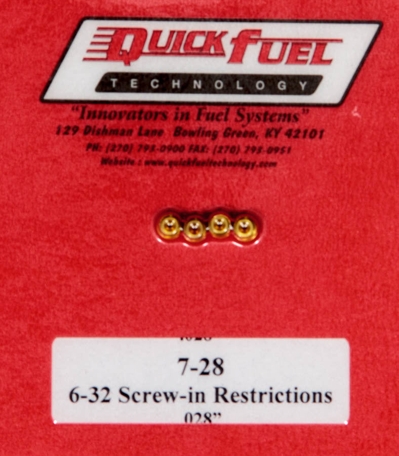 Quick Fuel Technology Carburetor Emulsion Jet 6-32 Thread Brass Set of 4 QFT7-28QFT