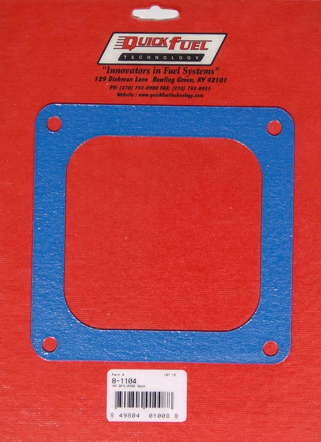 Quick Fuel Technology 8-1104QFT Carburetor Base Plate Gasket for 4-Barrel Open Flange, 0.063 Inch Thickness, Composite Material
