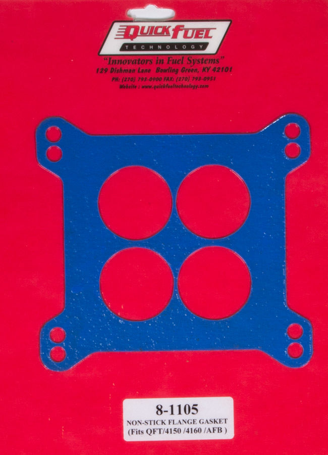 Quick Fuel Technology 8-1105QFT 4-Hole Flange Gasket for 4-Barrel Carburetors, Reusable Composite Material