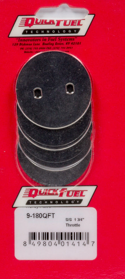 Quick Fuel Technology 9-180QFT Throttle Plate Kit, 1-3/4 Inch Diameter, Steel, Set of 4