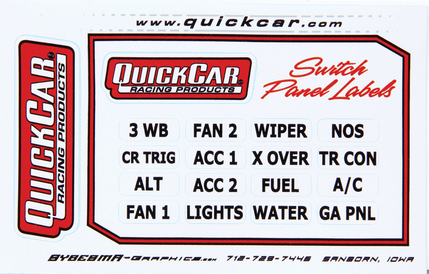 QuickCar Racing Products QRP50-004 Switch Panel Stickers for Small Ignition Panels