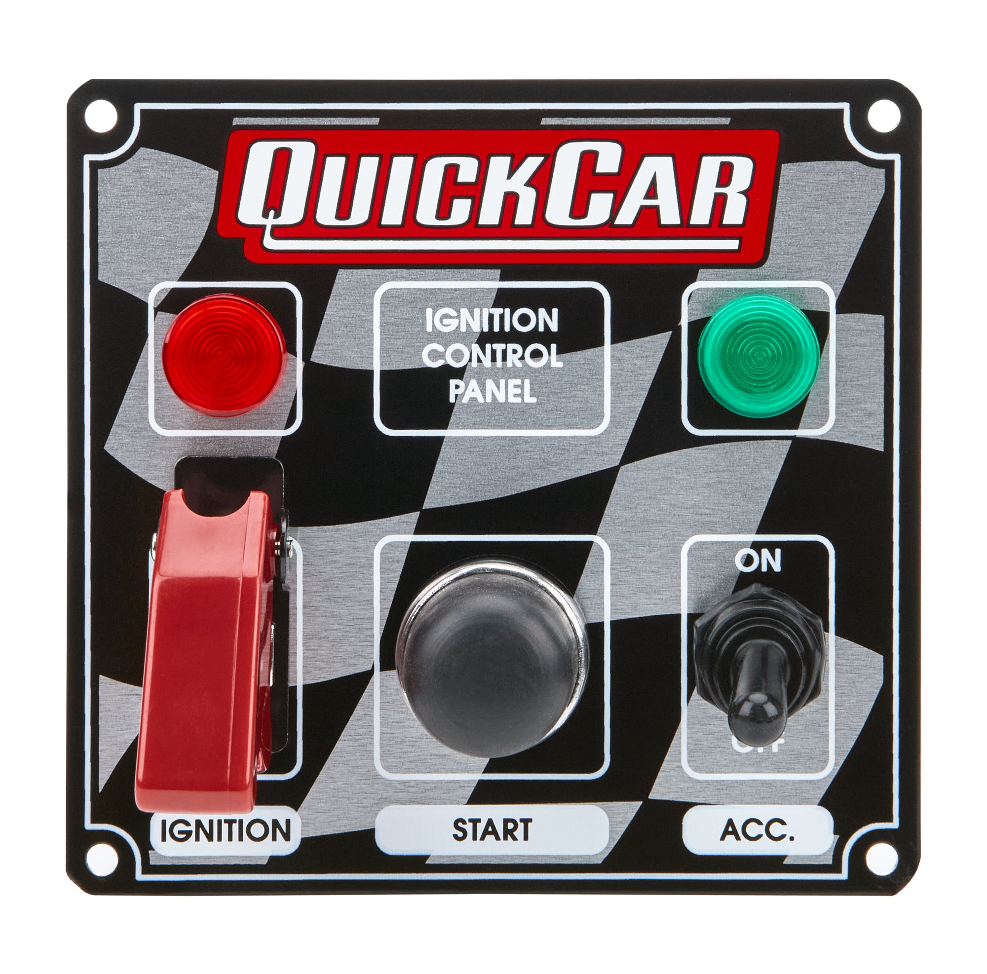QuickCar Racing Products QRP50-023 Ignition Panel with Two Switches and Indicator Lights, Dash Mount, 4.625 x 4.375 Inches
