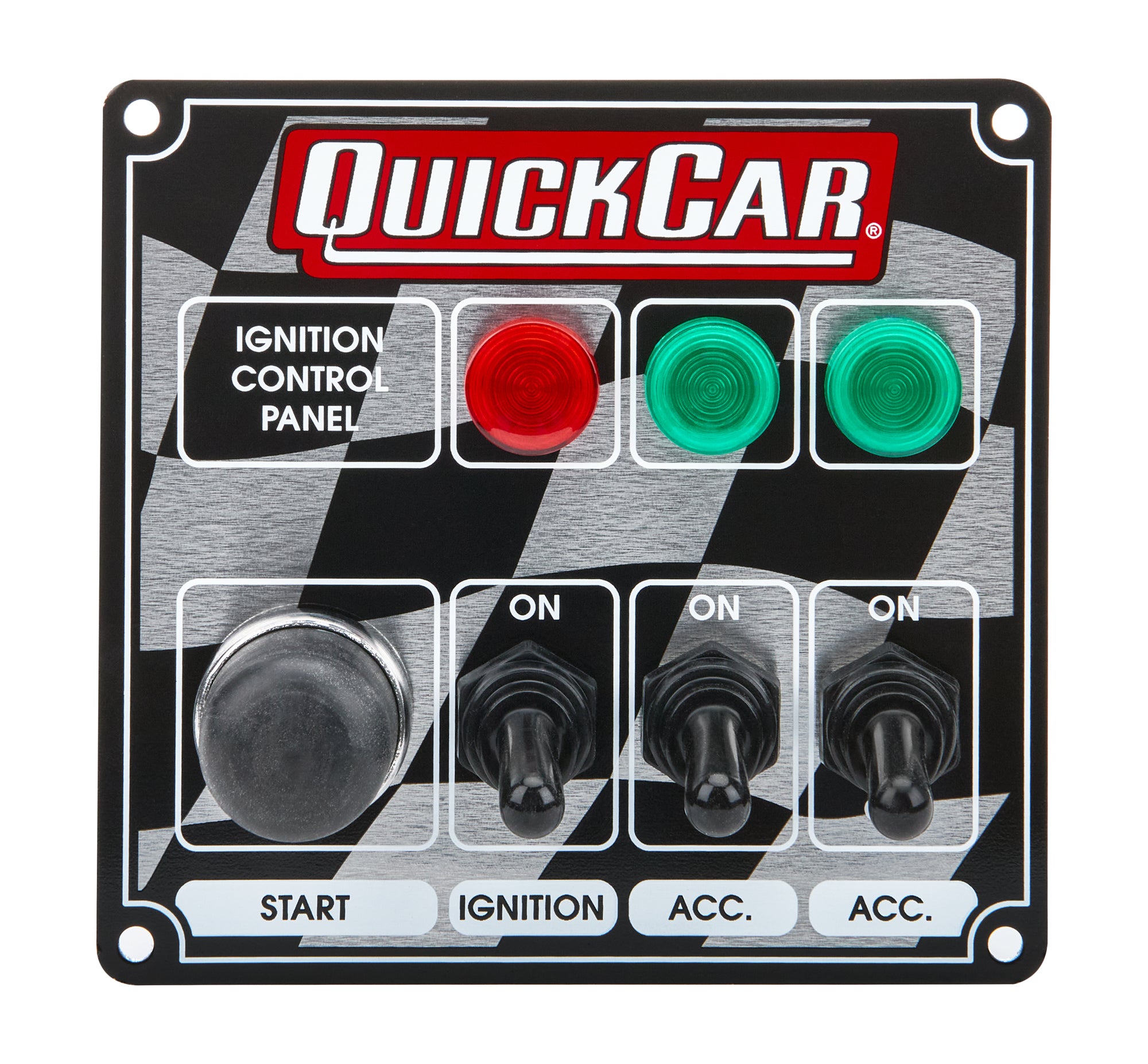 QuickCar Racing Products QRP50-025 Dash Mount Switch Panel with Three Toggle Switches and One Momentary Button