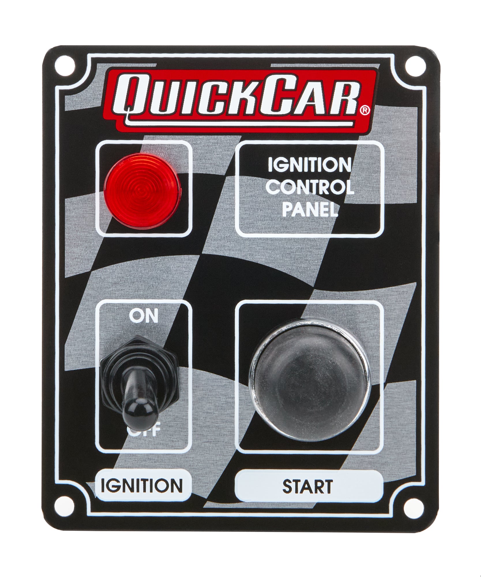 QuickCar Racing Products QRP50-052 Ignition Panel with Indicator Light, Dash Mount, 3.375 x 4.25 Inches, Includes One Toggle and One Momentary Button