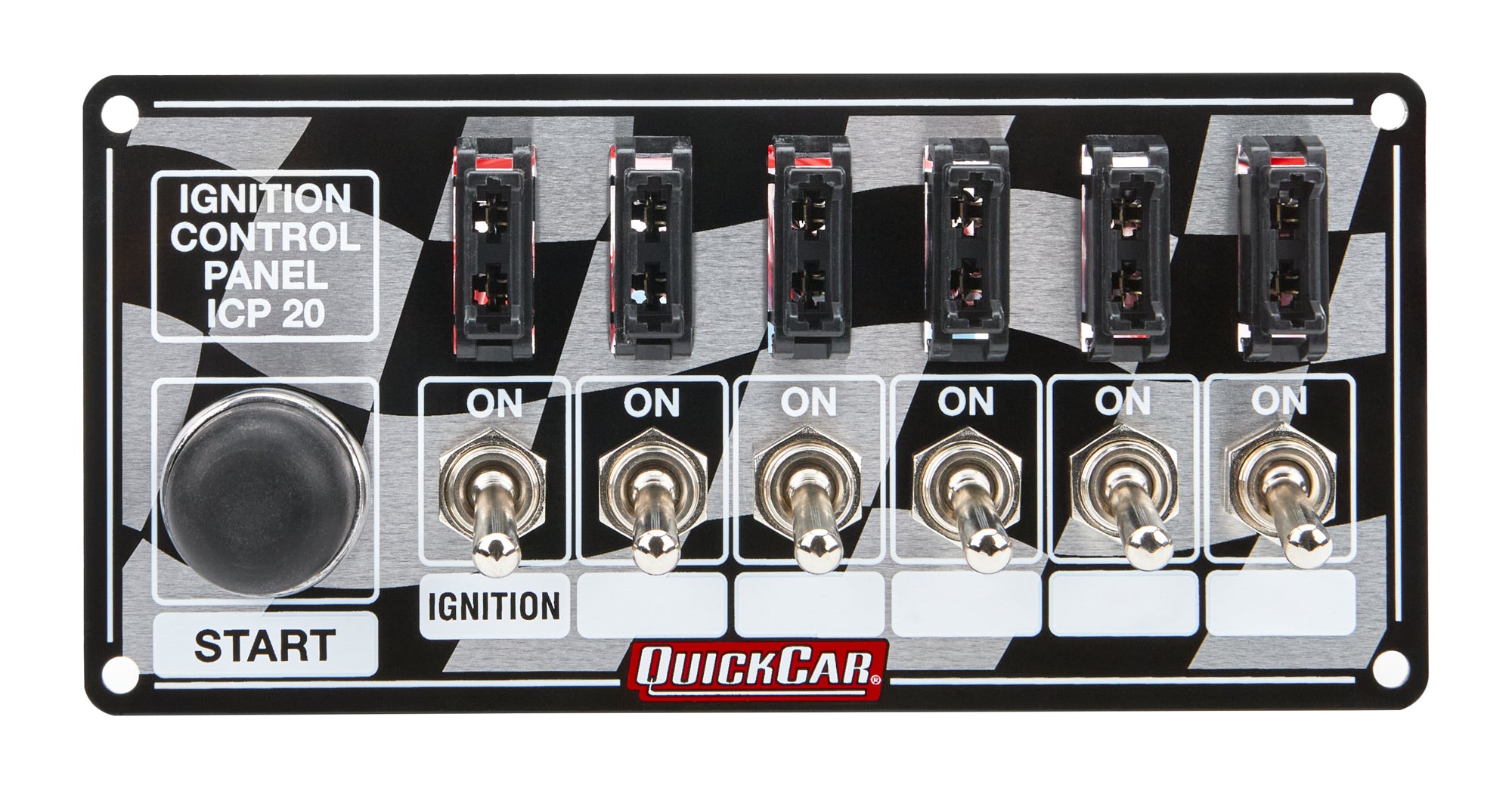 QuickCar Racing Products QRP50-163 Ignition Panel Fused with Start Button and Checkered Finish Design