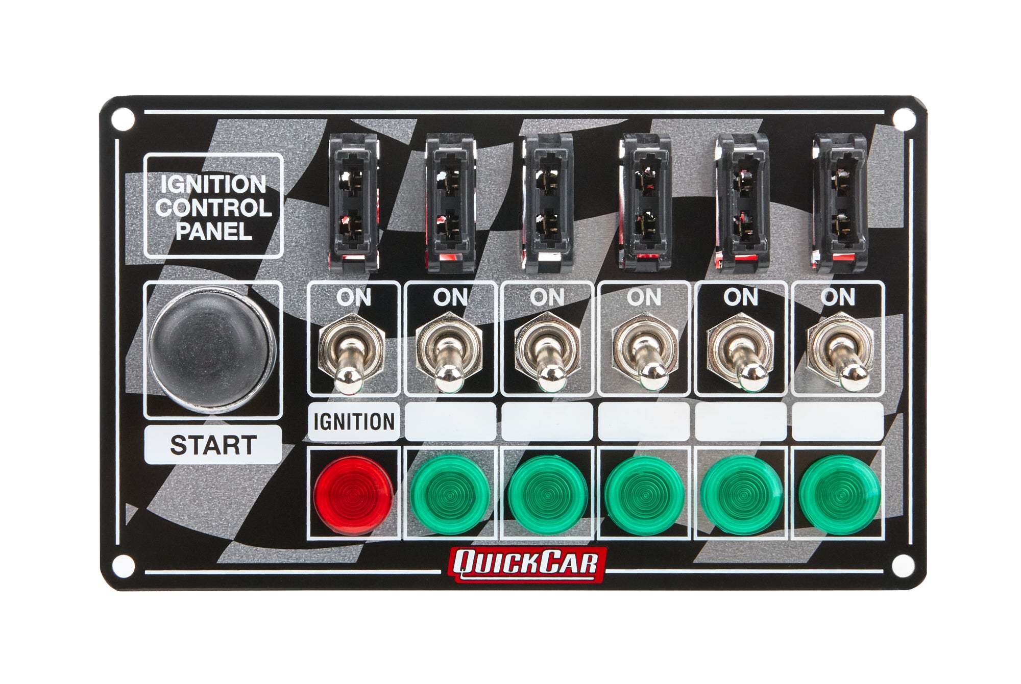 QUICKCAR Racing Products QRP50-164 Ignition Panel with Fused Switches and Indicator Lights, Dash Mount, 6.875 x 4.125 Inches