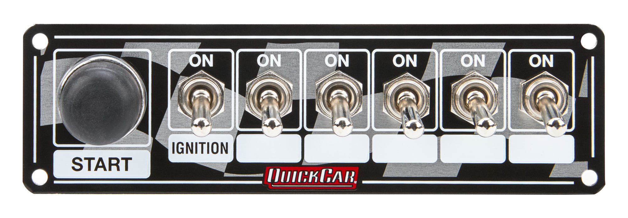 QuickCar Racing Products QRP50-165 Switch Panel with Checkered Finish, 6 Toggle Switches and 1 Momentary Button, Dash Mount, 6.875 x 2 Inches