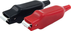 QUICKCAR RACING PRODUCTS Alligator Clamps Pair 30 Amp Capacity Rubber Coated Black and Red Wire Connectors