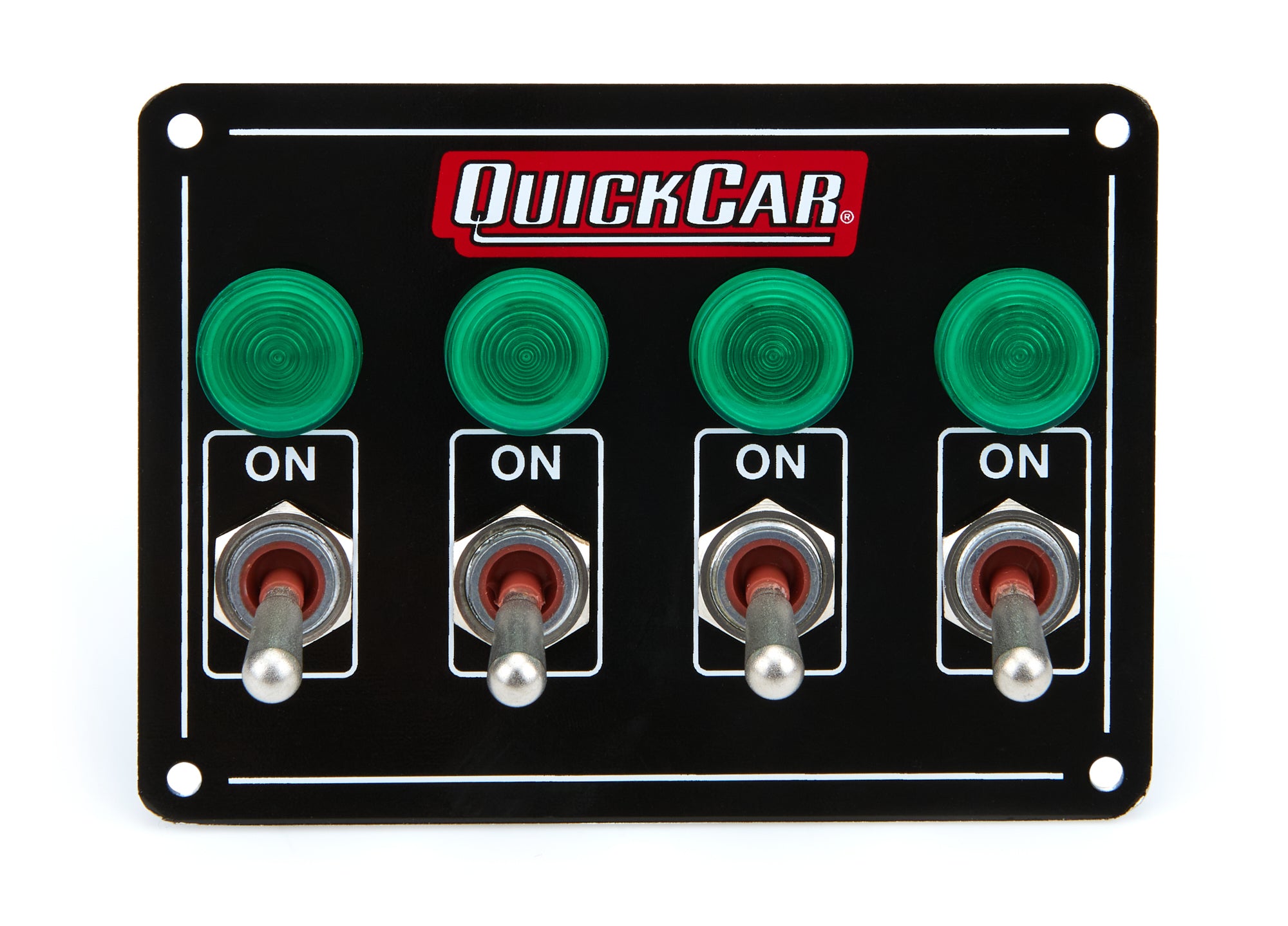 QUICKCAR RACING PRODUCTS 50-718 Accessory Panel with Four Switches and Indicator Lights, Weatherproof Dash Mount, 4.125 x 3 Inches