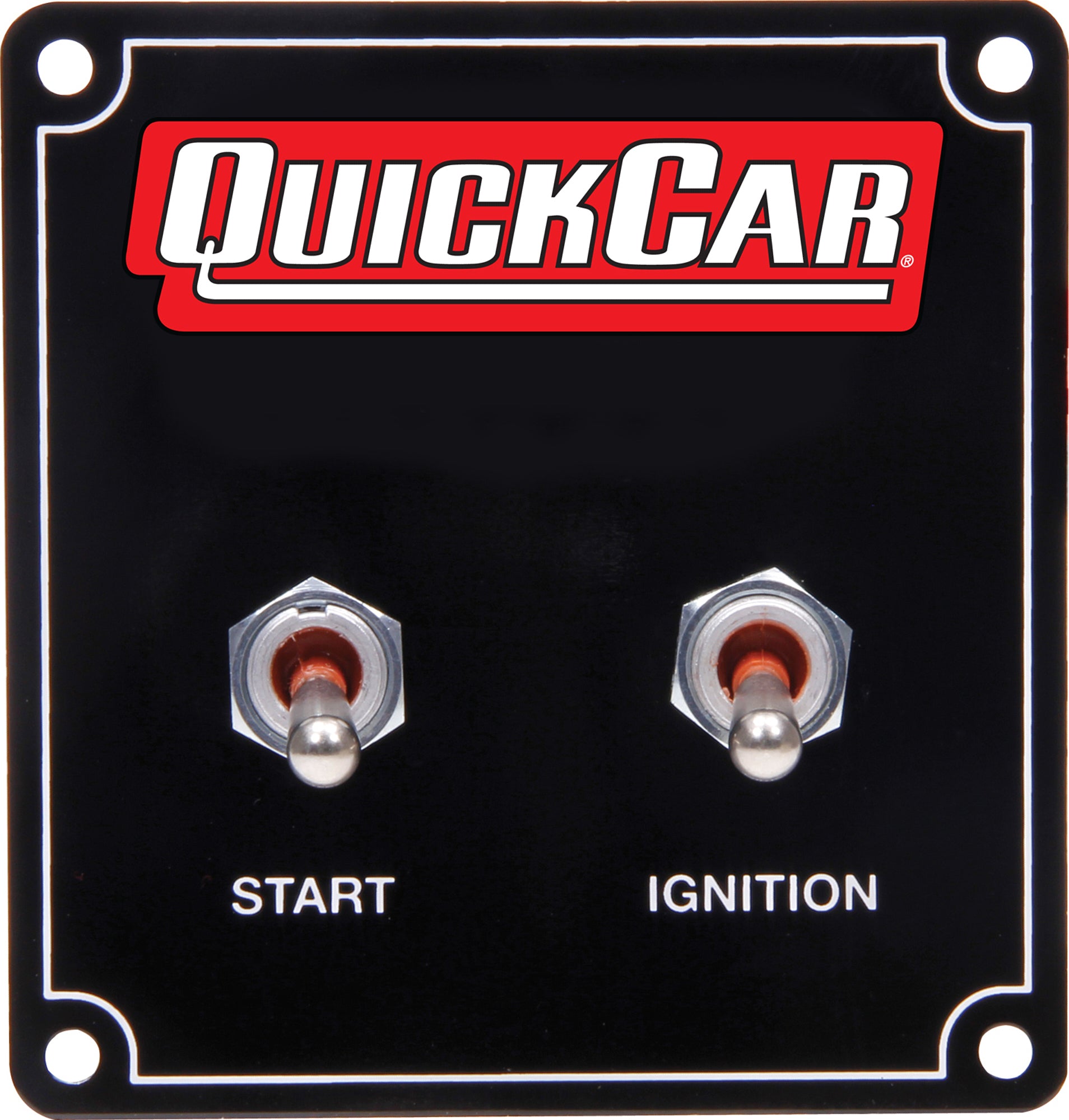 QUICKCAR Racing Products 50-7531 Ignition Panel with Weatherpack, Dash Mount, 3.375 x 3.5 Inches, Black Finish, 1 Toggle and 1 Momentary Switch