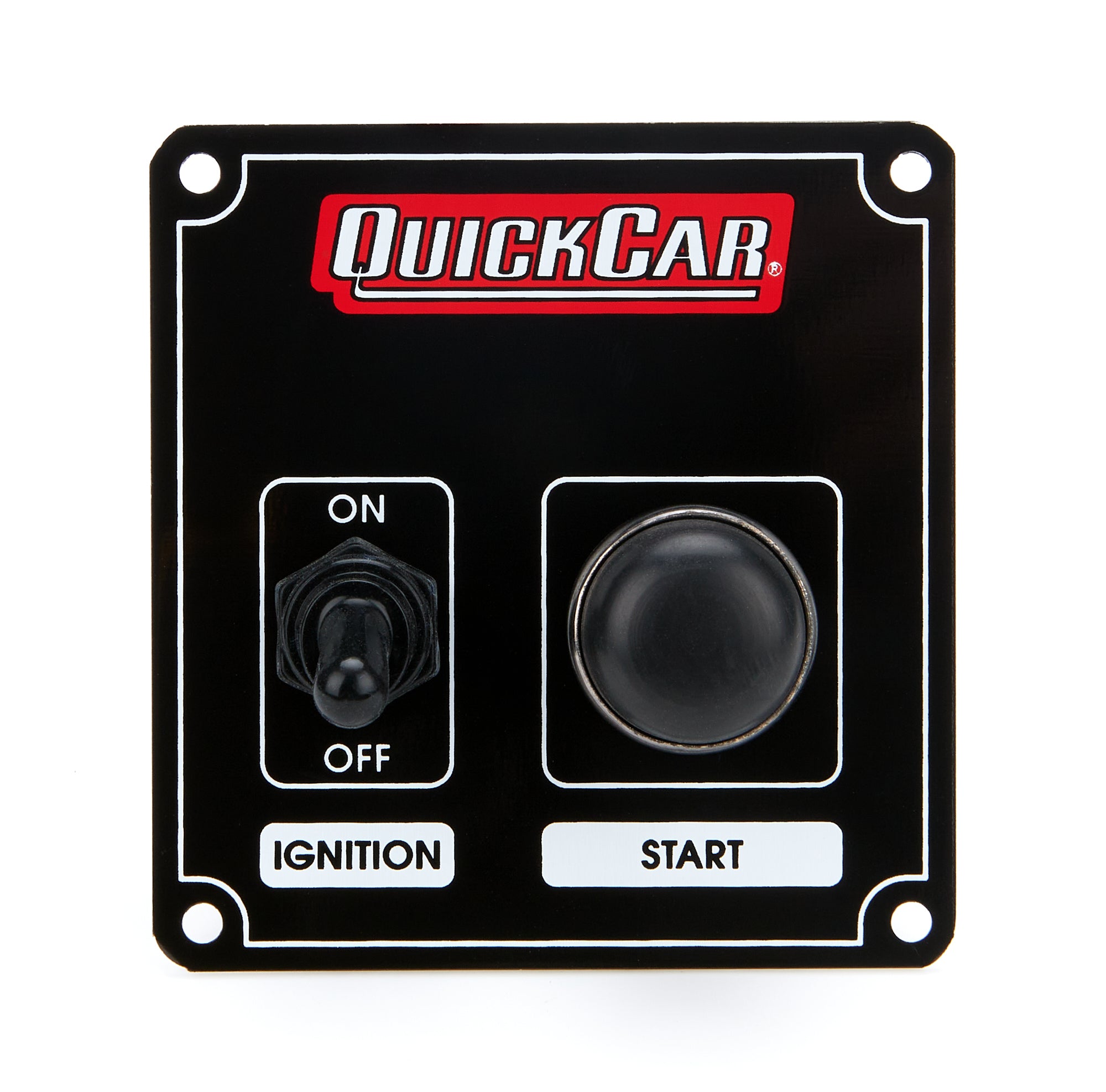 QUICKCAR RACING PRODUCTS QRP50-802 Ignition Panel Black with Toggle and Momentary Button, 3.375 x 3.625 Inches