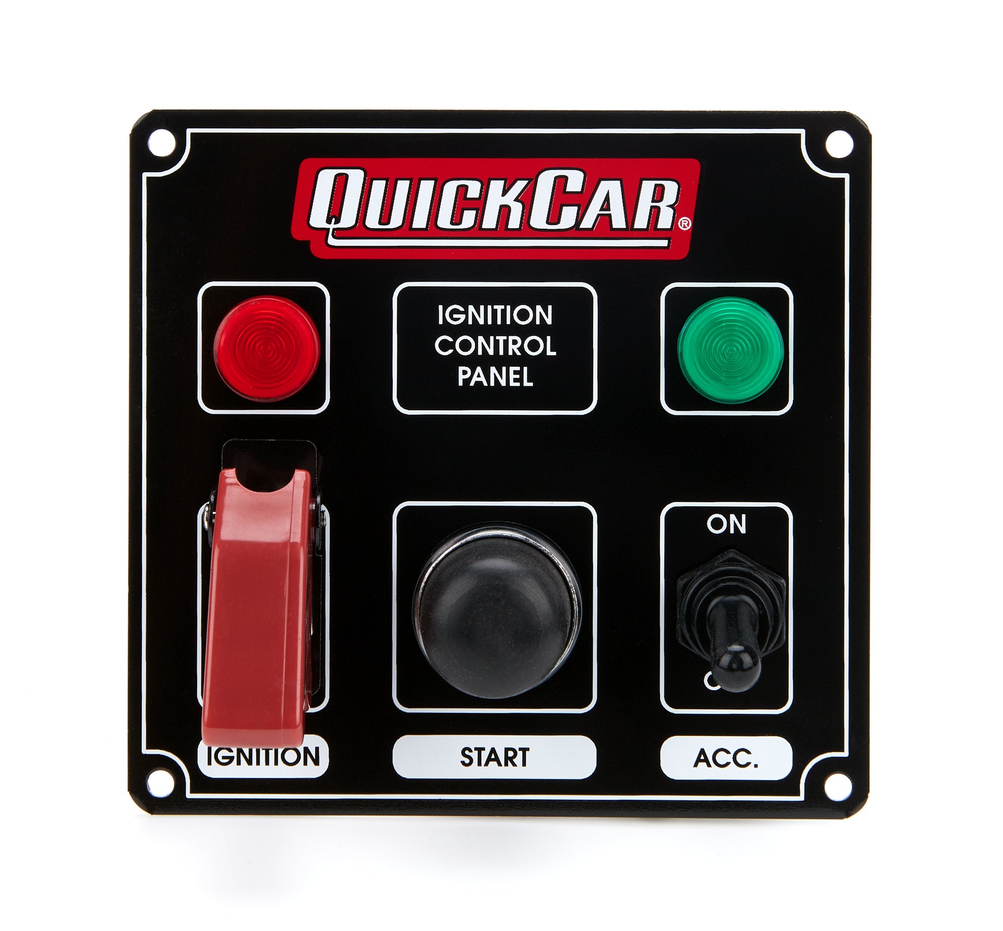 QUICKCAR Racing Products QRP50-823 Ignition Panel with Safety Cover, Toggle Switches, and Indicator Lights, Black, 4.625 x 4.375 Inches