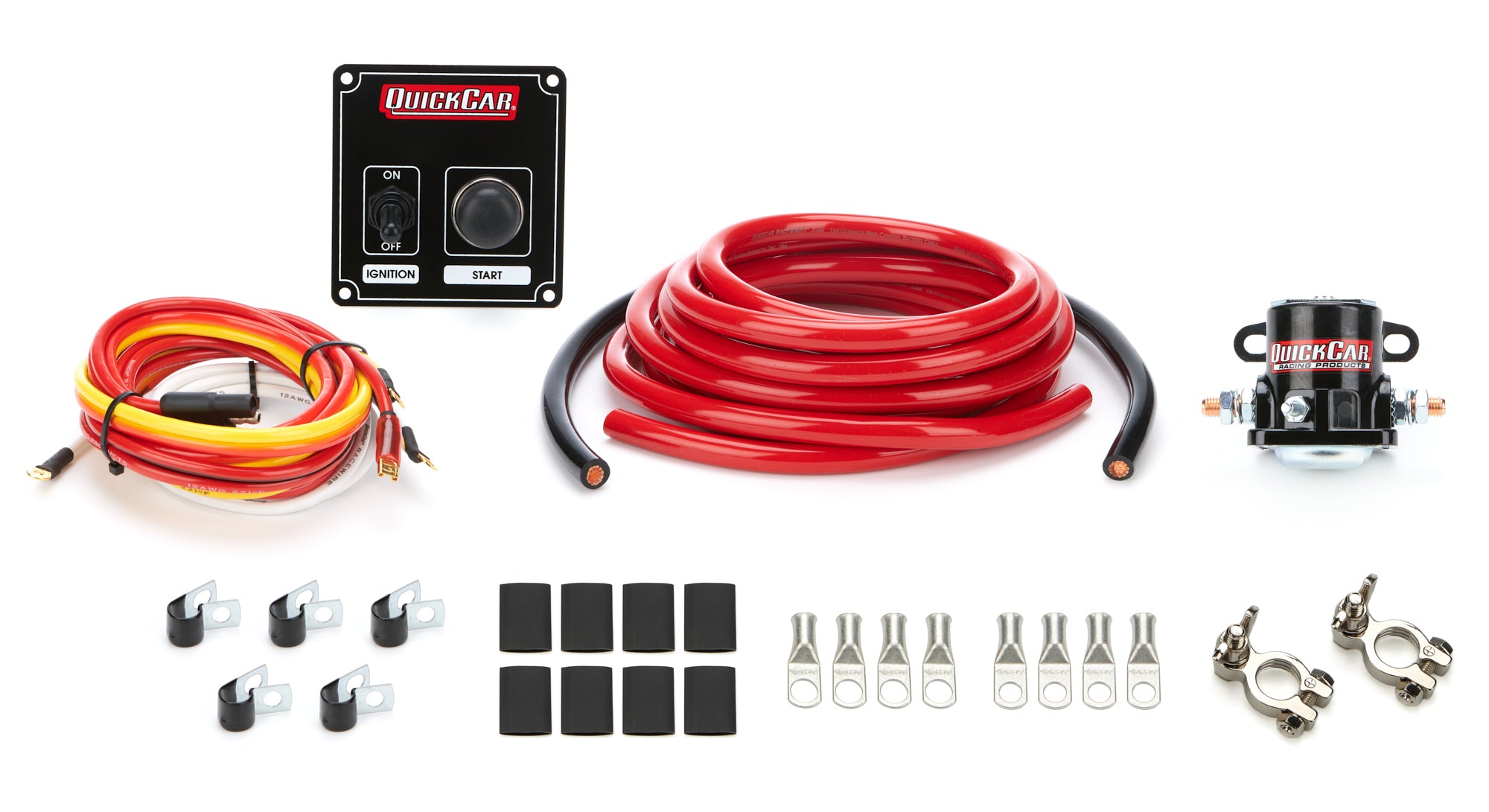QuickCar Racing Products Wiring Kit 50-834 with 2-Gauge Battery Cable, Ignition and Solenoid Wiring, and 50-802 Switch Panel