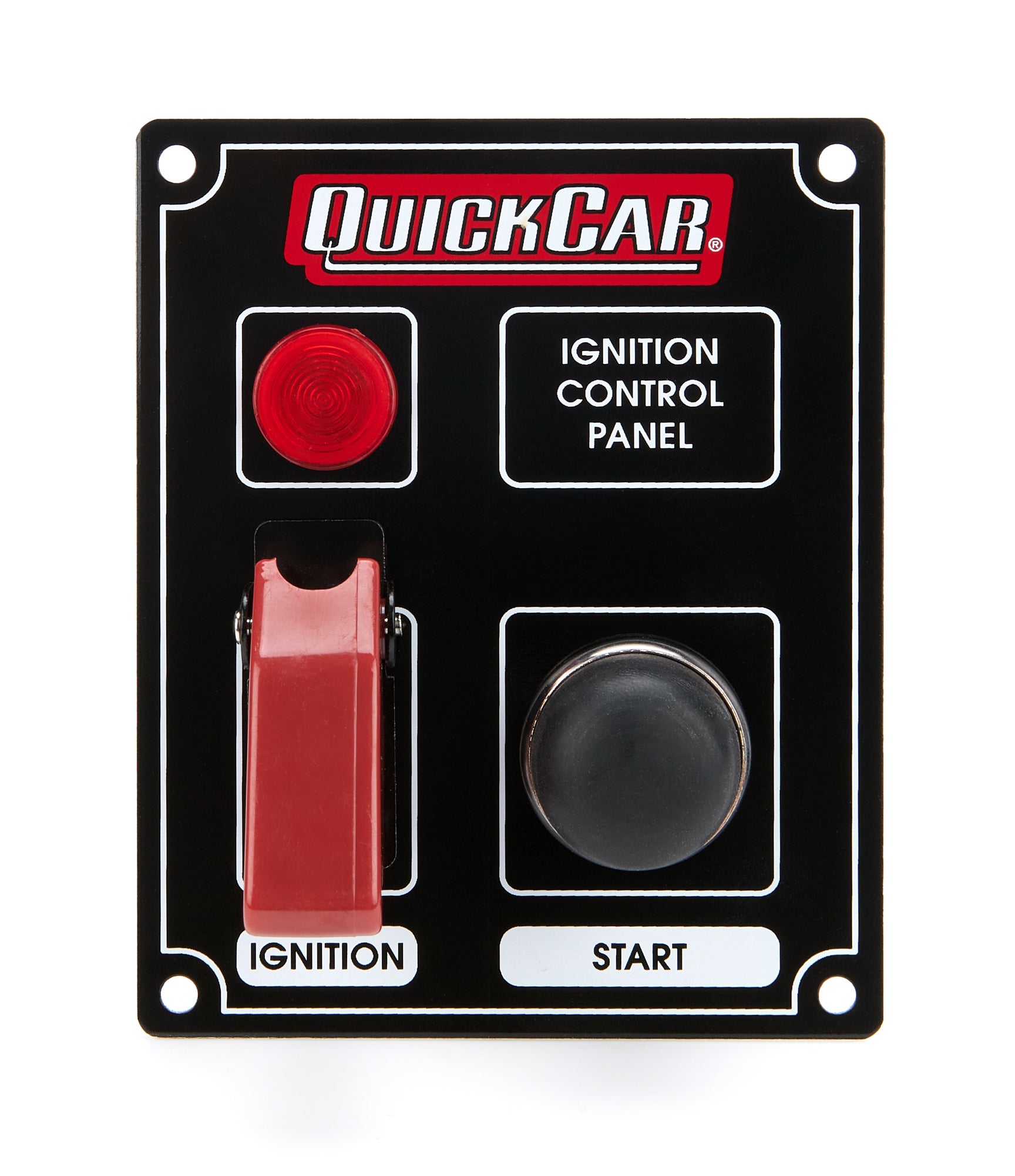 QuickCar Racing Products QRP50-853 Ignition Panel with Flip Switch and Indicator Lights, 3.375 x 4.25 Inches, Black